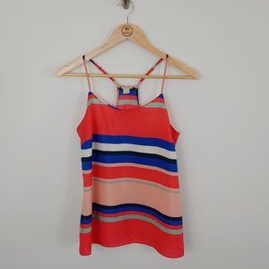 J Crew Semi Sheer Colorful Stripe Racer Back Tank size 4